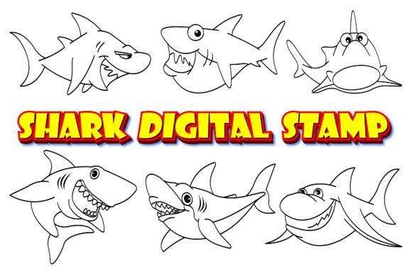 Download Shark Clip Art Digital Stamp Set-1. - Art Collection