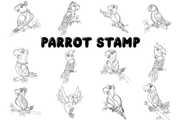 Download Parrot Clip Art Digital Stamp Set-1. - Art Collection