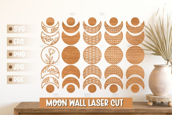 Download 5 Moon Phases Wall Art SVG - Art Collection