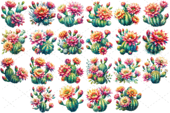 Download Cactus Bloom Watercolor Clipart Bundle - Art Collection