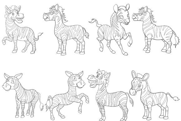Download Zebra Clip Art Digital Stamp Set-1. - Art Collection