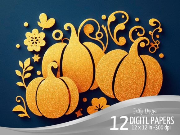 Download Golden Glittery Papercut Pumpkin Paper - Golden Collection