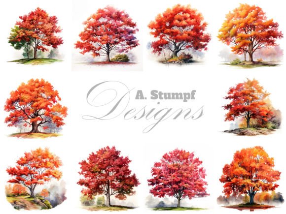 Download Maple Tree Watercolor Nature Clipart Set - Art Collection