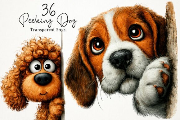 Download Whimsical Peeking Dog Clipart Set - Art Collection