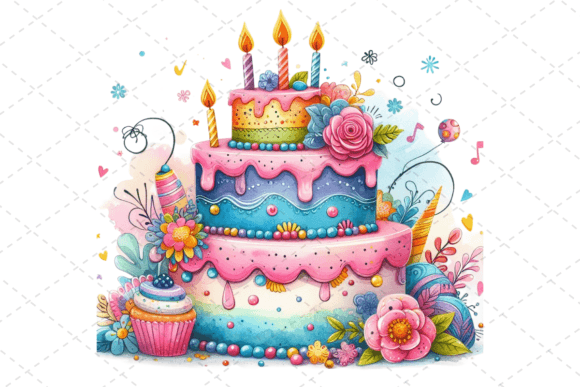 Download Watercolor Birthday Cake Clipart - Art Collection
