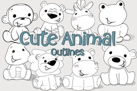 Download Cute Animal Black and White Clipart - Art Collection