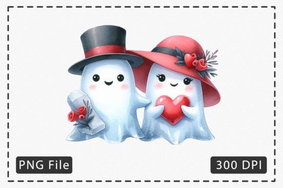 Download Watercolor Valentine Cute Ghost Clipart - Art Collection