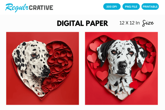 Download Dalmatian Cute Love Heart Digital Paper - Art Collection