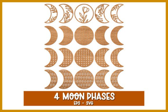 Download 4 Moon Phases Wall Art SVG - Art Collection