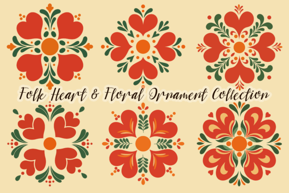 Download Folk Heart &amp; Floral Ornament Collection - Art Collection