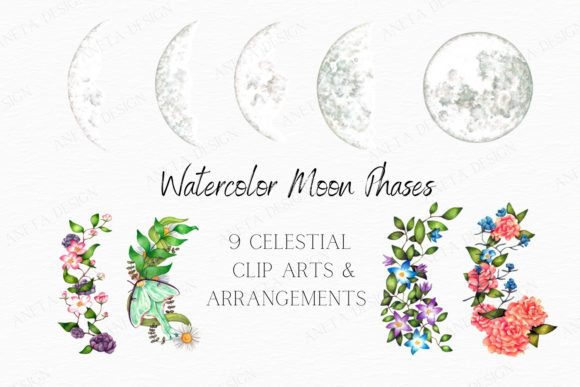 Download Watercolor Moon Phases, Moon Clipart - Art Collection