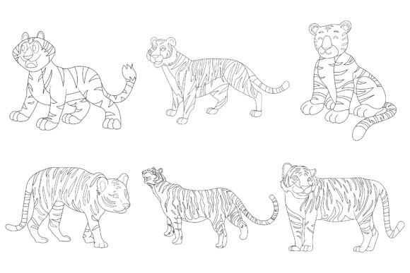 Download Tiger Clip Art Digital Stamp Set-2. - Art Collection