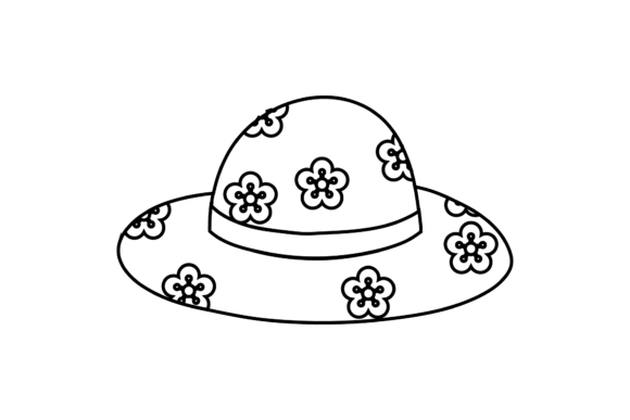 Download Floral Outline Beach Hat - Line Collection