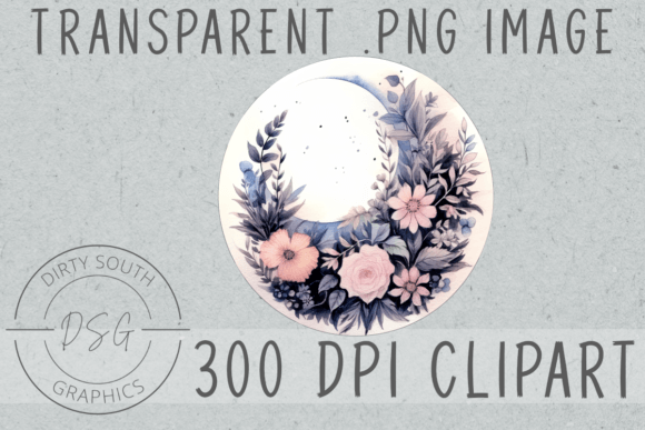 Download Floral Watercolor Moon Clip Art - Art Collection
