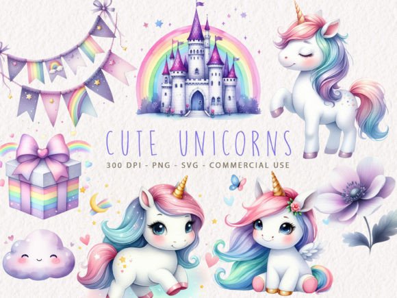 Download Watercolor Cute Unicorn Clipart Bundle - Art Collection