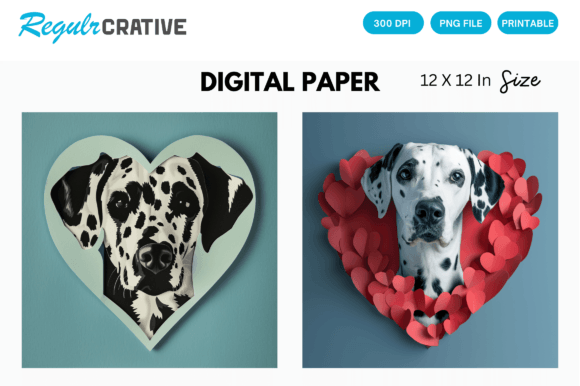 Download Dalmatian Cute Love Heart Digital Paper - Art Collection