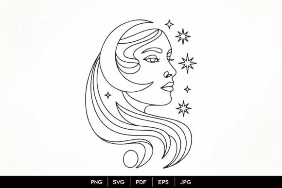 Download Moon Goddess Woman Line Art SVG - Art Collection
