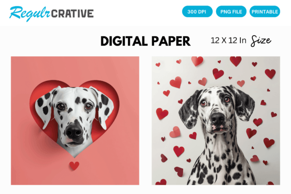 Download Dalmatian Cute Love Heart Digital Paper - Art Collection