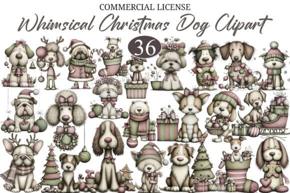 Download Whimsical Christmas Dog Clipart - Art Collection