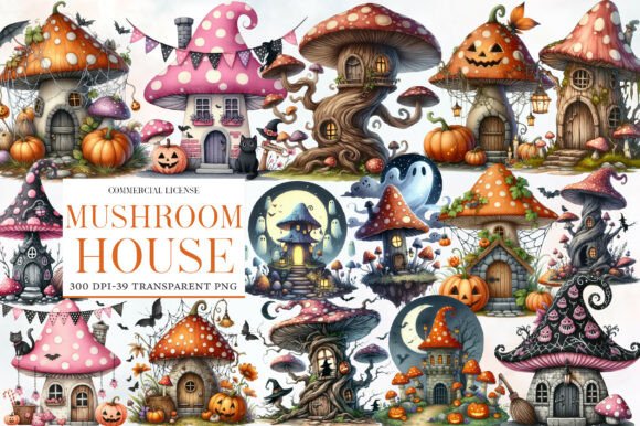 Download Halloween Mushroom House Clipart - Art Collection
