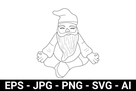 Download Outline Cute Meditating Gnomes - Line Collection