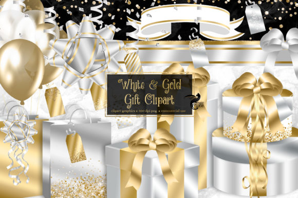 Download White and Gold Gift Clipart - Art Collection