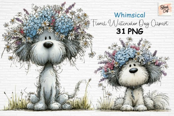 Download Whimsical Floral Watercolor Dog Clipart - Art Collection