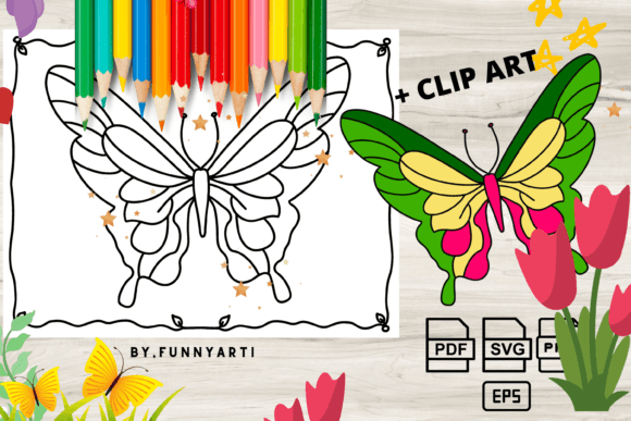 Download Butterfly Coloring Page + Clipart - Art Collection