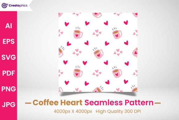 Download Seamless Coffee Mug Heart Pattern - Art Collection