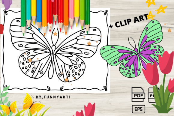 Download Butterfly Coloring Page + Clipart - Art Collection