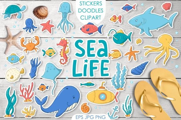 Download SEA LIFE Stickers | Clipart | Doodles - Art Collection