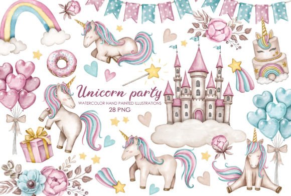 Download Watercolor Birthday Unicorn Clipart - Art Collection