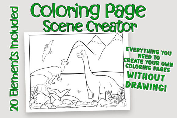Download Dinosaur Coloring Page Scene Creator - Scene creator Collection