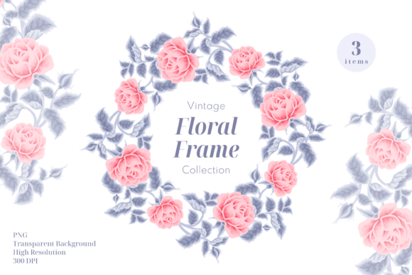 Download Aesthetic Rose Flower Frame Clipart Set - Art Collection