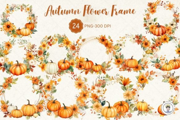 Download Watercolor Autumn Flower Frame Clipart - Art Collection