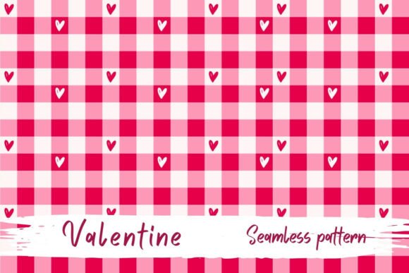 Download Valentine Gingham Seamless Heart Pattern - Art Collection