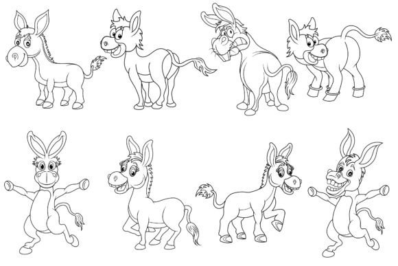 Download Donkey Clip Art Digital Stamp Set-1. - Art Collection