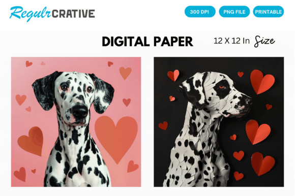 Download Dalmatian Cute Love Heart Digital Paper - Art Collection