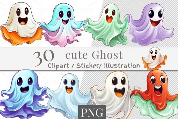 Download 30 Cute Ghost Clipart Sticker, PNG 844 - Art Collection