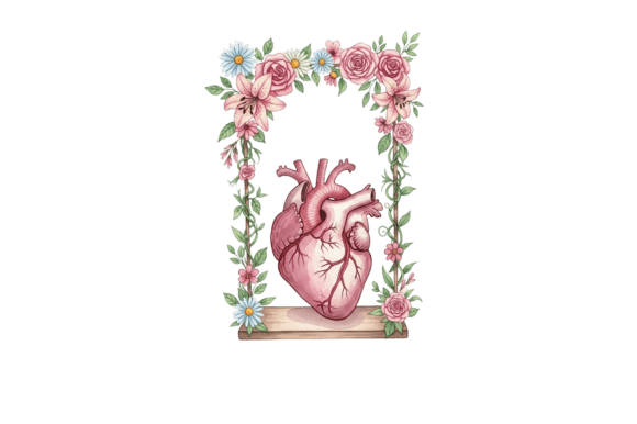 Download Human Heart with Floral Nature Frame - Art Collection