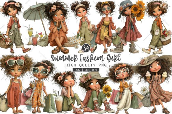 Download Whimsical Summer Fashion Girl Clipart - Art Collection