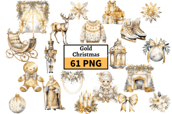 Download Gold Christmas Illustrations Clipart PNG - Art Collection