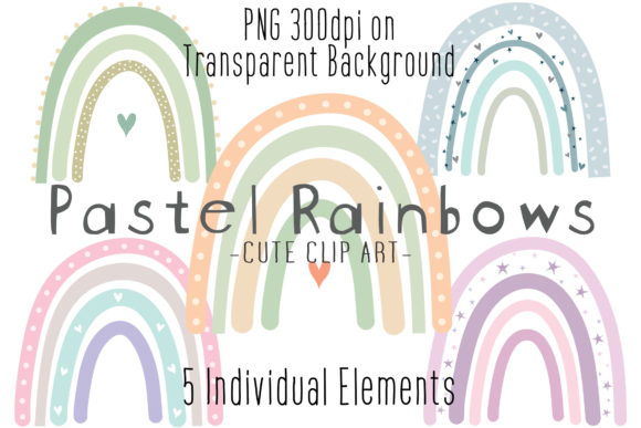 Download Cute Pastel Boho Rainbows Clipart - Art Collection