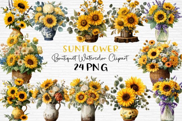 Download Sunflowers Boutique Watercolor Clipart - Art Collection