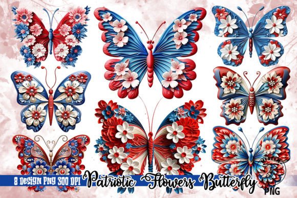 Download 3D Patriotic Flowers Butterfly Clipart - Art Collection