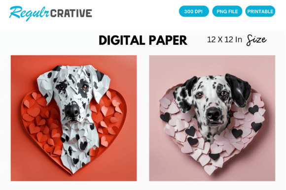 Download Dalmatian Cute Love Heart Digital Paper - Art Collection