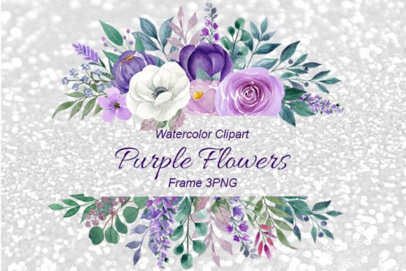 Download Watercolor Purple Flower Frame Clipart - Art Collection