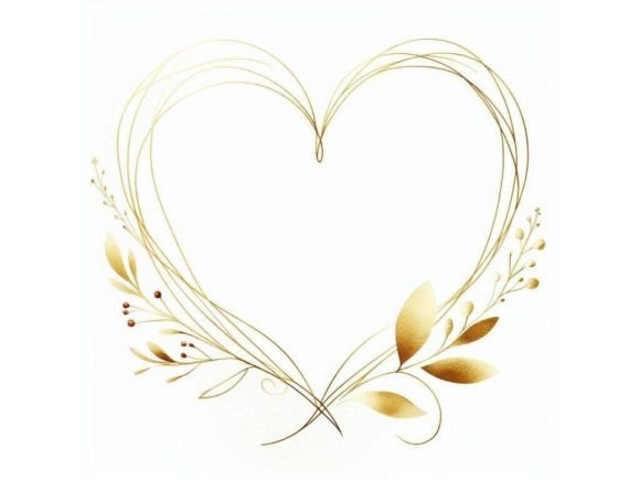 Download A Minimalist Gold Heart Frame with Thin, - Art Collection
