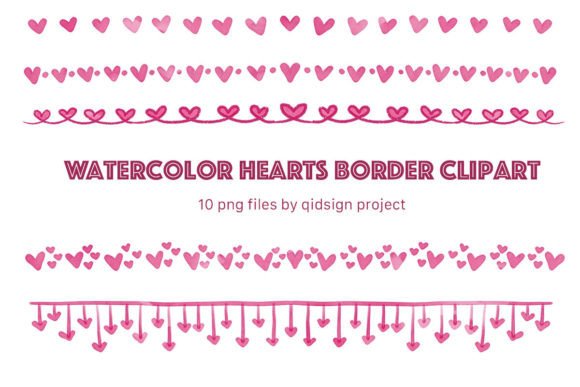 Download 10 Watercolor Hearts Border Clipart - Art Collection