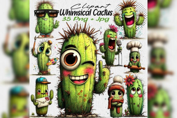Download Whimsical Cactus PNG Clipart Birthday Pa - Art Collection